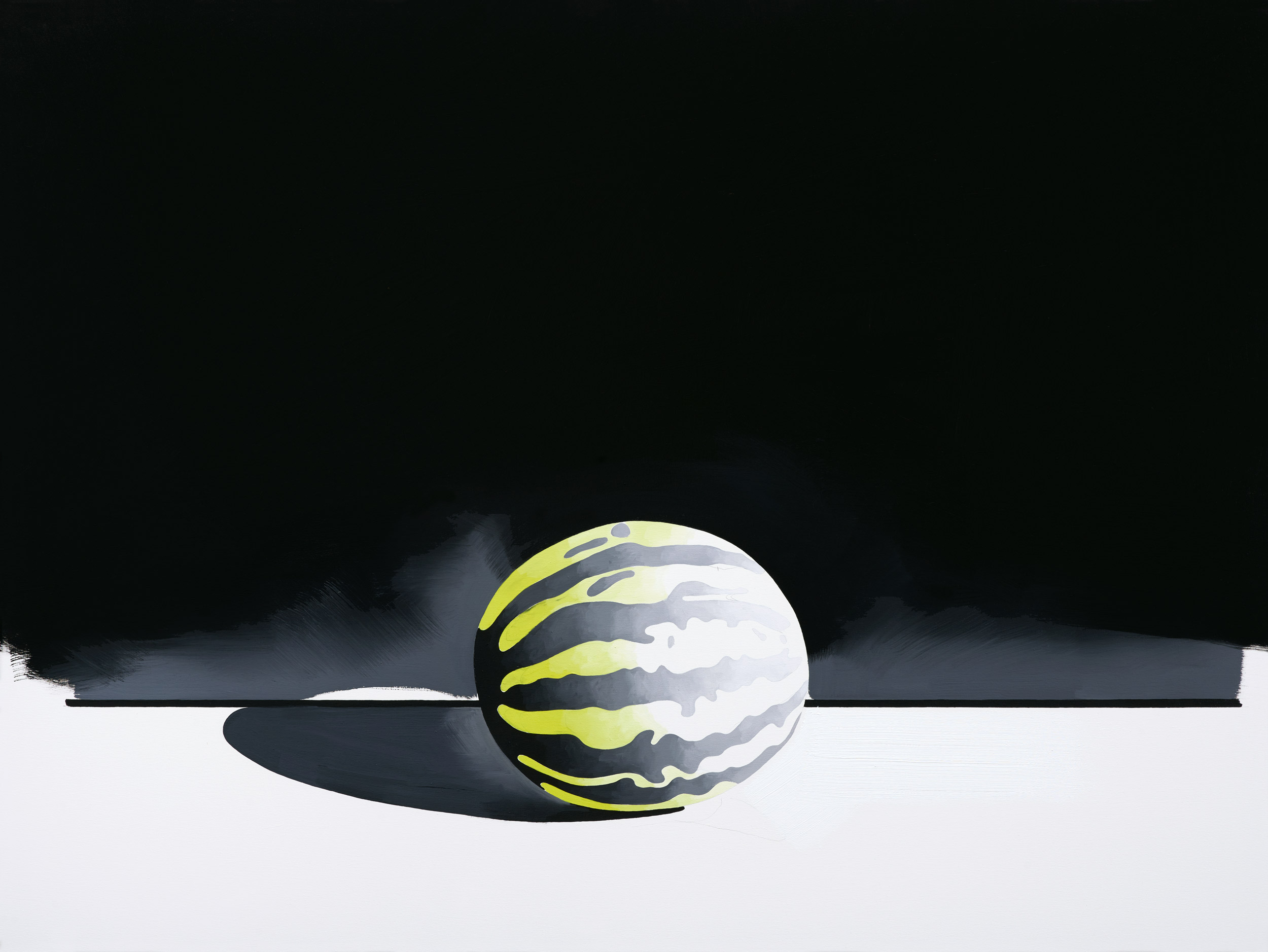 Die Melone will alleine im Gemälde sein